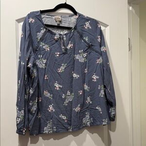 Como Vintage Blue Floral Blouse